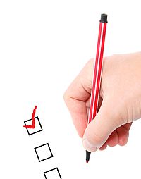 Checkbox Fragen Häkchen Stift Antworten Rheuma Liga